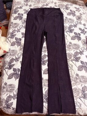 Yoga Black Flare Pants with Front Slits